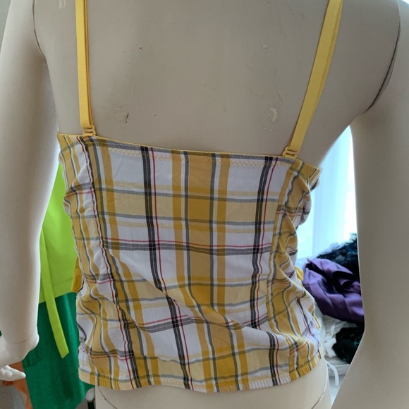 Y2k yellow plaid bra top with ruffles - Picture 3 of 4